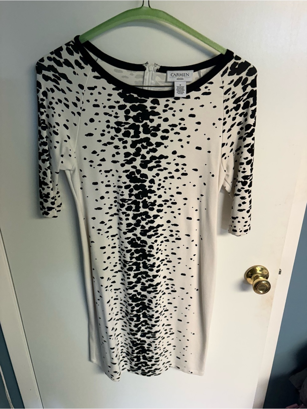 Carmen Marc Valvo Black & White Speckled Midi Dress